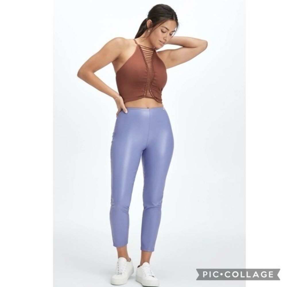 Fabletics Leggings Faux Leather Purple Lavender Bellflower NWT M